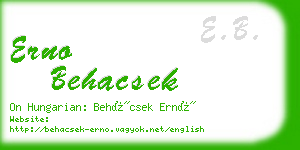 erno behacsek business card